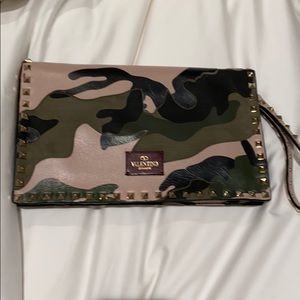 Valentino studded camouflaged clutch